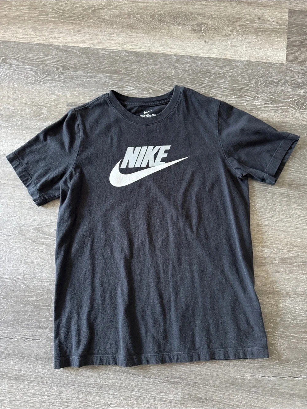 Nike Black Short Sleeve Tee with White Swoosh Logo Boys XL